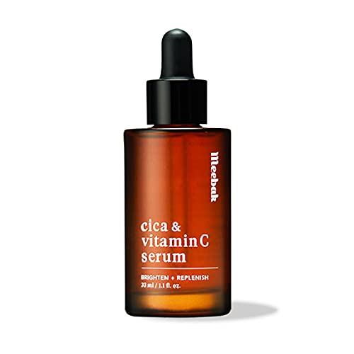 Meebak Korean Vitamin C Serum for Face, Discoloration Correcting Cica Serum for Anti-Aging, Hydrating, Dark Spot 1.1oz