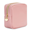 Small Makeup Bag with Matte Leather & Gold Zipper - Pink