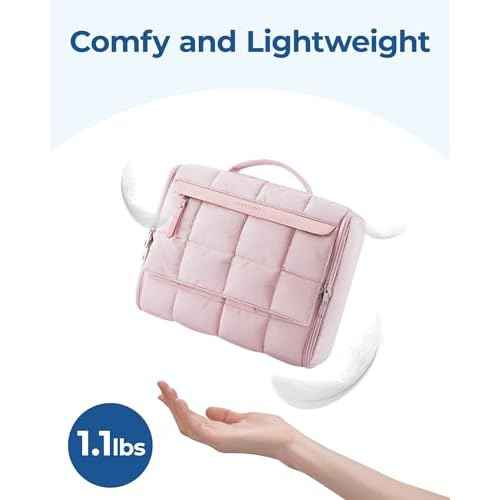 BAGSMART Travel Toiletry Bag, Extra Large Full-open Hanging Toiletry Bag for Women, Puffy Cosmetic Makeup Bag Organizer with Handle for Accessories, Essentials, Toiletries (Brown)