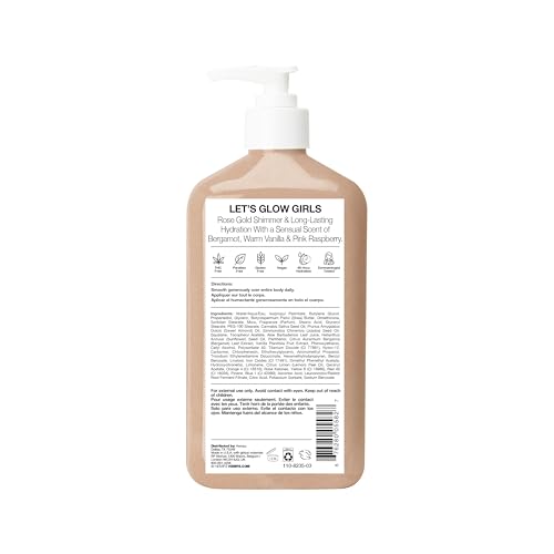 Hempz Glow Getter Body Lotion, Hydrating Moisturizer with Shimmer, 17 oz.