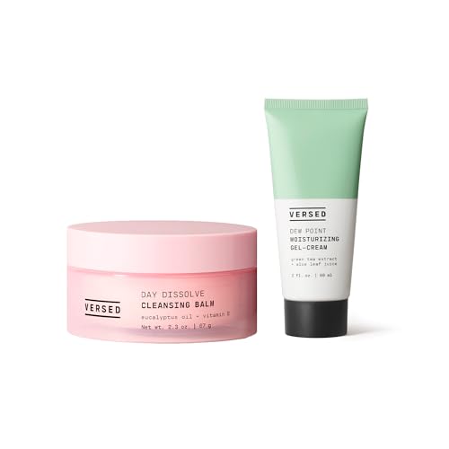 Versed Everyday Clean Routine Travel Essentials 3-Piece Skincare Set - Dew Point Gel Cream (2 fl oz), Good Hair Day Black Headband & Day Dissolve Cleansing Balm (2.3 oz) - Non-Toxic + Vegan