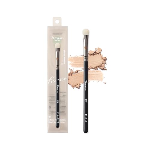 Piccasso 239 Eyeshadow Brush ? Korean Eye Makeup Brush with Soft Goat Hair Bristles, Flat and Rounded Shape for Smooth Base Application and Blending, Essential Eye Shadow Brush for Daily Makeup