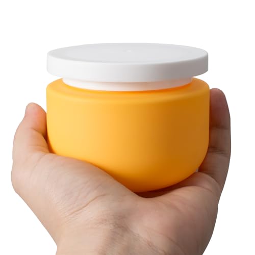 Qeuly 8.8oz Plastic Jars with Lids - Leakproof Wide Mouth Lotion Containers, Yellow, 2 Pcs