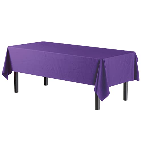 Exquisite 12-Pack Premium Plastic Tablecloth 54in. x 108in. Rectangle Table Cover - Purple