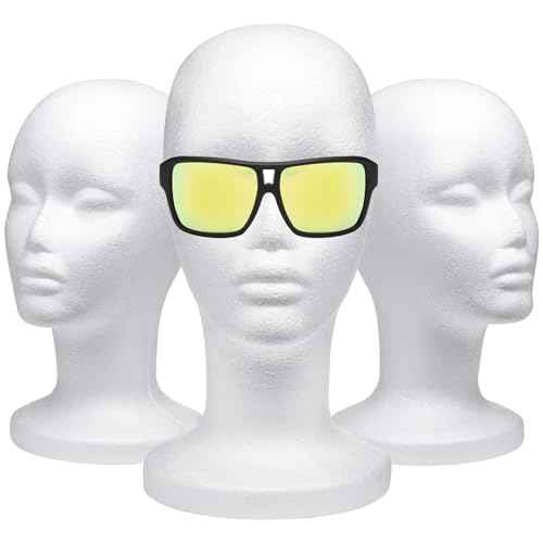 Foraineam 3 Pack 12 Inch Foam Head Female Foam Wig Head Mannequin Manikin Cosmetics Model Display Holder Hats Glasses Hairpieces Stand