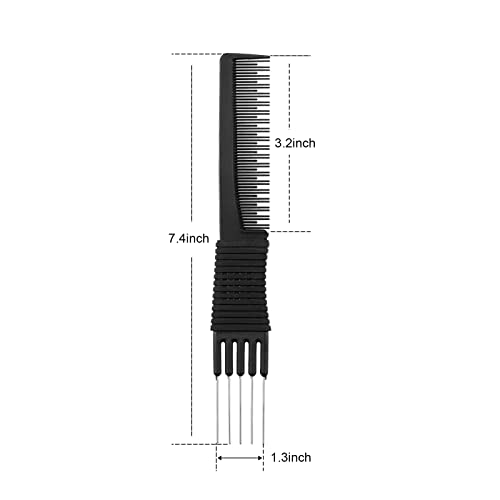 Leinuosen 3-Pack Carbon Teasing Combs with Metal Prongs