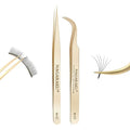 NAGARAKU Eyelash Extension Tweezers Precision Tip Straight & Curved Pair