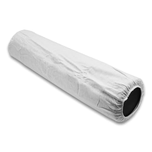100% Cotton Flannel Round Massage Table Bolster Cover (6x28 Inches) - White