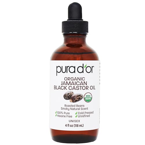 PURA D'OR Organic Jamaican Black Castor Oil 4oz - Eyelash & Eyebrow Serum
