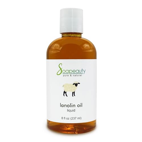Soapeauty Lanolin Oil 100% Natural | Moisturizing Carrier Oil for Skin, Lips & Hair | Cosmetic & Soap Making Ingredient | DIY Formulations | 8 fl oz