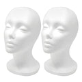 Styrofoam Wig Head 2-Pack - Female Foam Mannequin with Stand