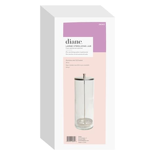 Diane Glass Disinfectant Jar for Sterilizing Hair Salon Shears, Combs, Barber Cleaning Supplies, Clippers, and Nail Tools ? Large - 10¡± Tall x 3.4¡± Wide ? 33 Fl Oz Capacity