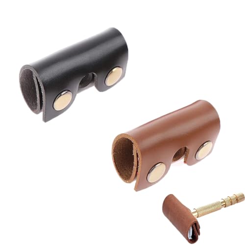 2 Pack Safety Razor Head Covers - Leather Protective Case
