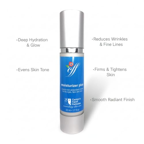 Carolyn's Facial Formulas Moisturizer Plus | Eye Cream | Cruelty-Free, Vegan Face Cream | Made in USA | Vitamin C Moisturizer for Face and Neck (50 ml ? 1.7 fl oz)