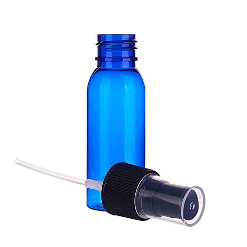 BENECREAT 24 Pack 1 Ounce (30ml) Blue Plastic Spray Bottle with Fine Mist Sprayers Atomizer Caps for DIY Home Cleaning, Aromatherapy & Beauty Care