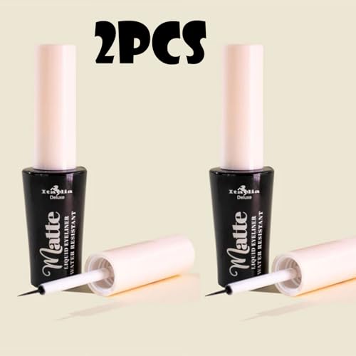 Italia Deluxe Matte Black Liquid Eyeliner 2-Pack with Zipper Bag