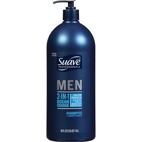 Suave Professionals Men 2-in-1 Shampoo & Conditioner, Ocean Charge, 40 Ounce Pump Bottle