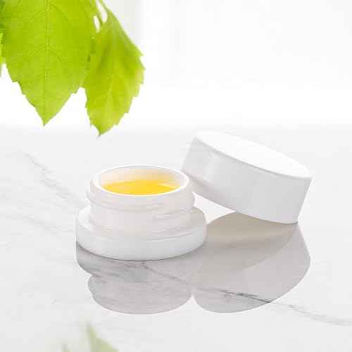 (200 Pack) 9ml Thick White Glass Jars with White Child Resistant Lids - UV Resistant - Storage for Oil, Wax, Lip Balm, Cosmetics - Child Proof Container