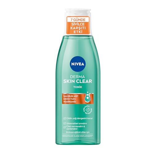 NIVEA Derma Skin Clear Clarifying Facial Toner for Imperfection-Prone Skin, 200 ml Lightweight Daily Toner with Niacinamide and Salicylic Acid, Helps Refresh, Balance, and Prepare Skin
