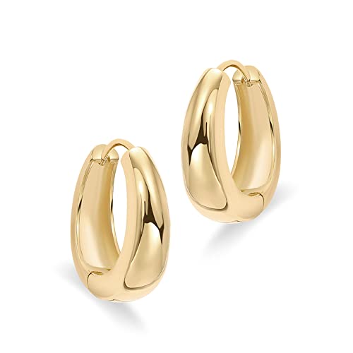 PAVOI 14K Gold Plated Sterling Silver Small Chunky Hoop Earrings
