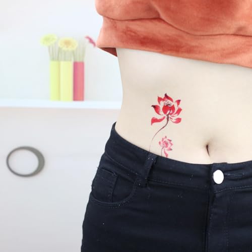 6-Sheet Watercolor Lotus Temporary Tattoos - 5-7 Day Wear