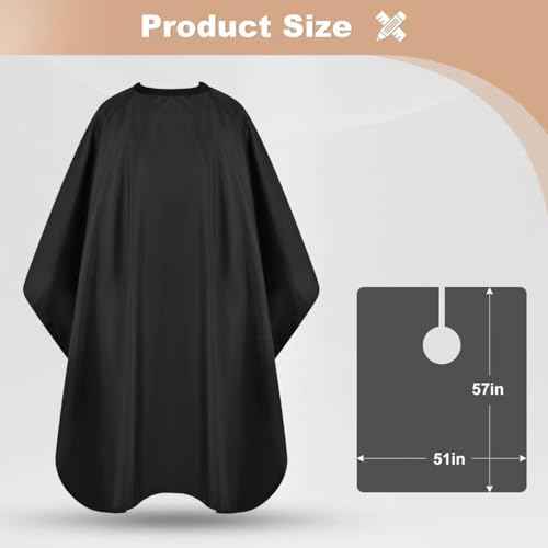 Hair Cutting Cape with Adjustable Snap Closure, Professional Barber Cape, Large Size Haircut Salon Supplies for Men and Women - (Black)