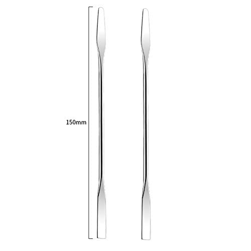 2Pcs Stainless Steel Cosmetic Mixing Makeup Spatula Nail Art Palette Stick Stirring Rod Mixer Artist Tool for Beauty Salon Color Cream Mixing Professional and Personal Use, Silver