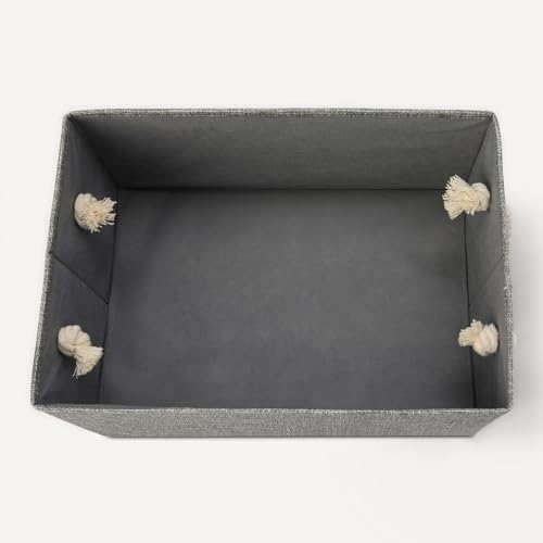 Amazon Basics Foldable Charcoal Storage Bins with Rope Handles, 3-Pack