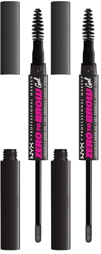 NYX Zero to Brow Longwear Eyebrow Gel, Black (Pack of 2)
