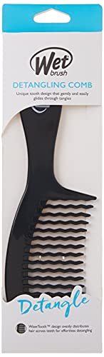 Wet Brush Detangling Comb - Black Wide Tooth Hair Detangler with WaveTooth Design - Pain-Free, Gentle on Scalp - 1 Count