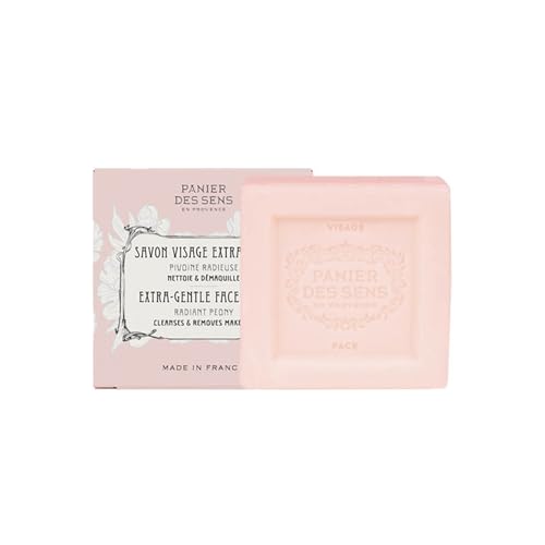 Panier des Sens ? Extra-Gentle Face Soap Bar Peony Radiance ? 98% Natural Ingredients ? Made in France with Shea Butter & French Peony Extract ? Vegan Face Cleanser ? 3.5 oz