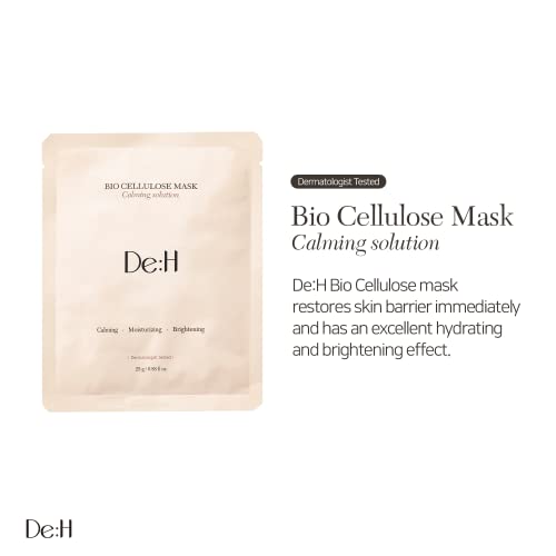 De:H Bio Cellulose Face Sheet Mask | Anti-Aging Korean Collagen Brightening & Hydrating Face Masks Skincare with Organic Coconut Gel Sheet | 5-Pack