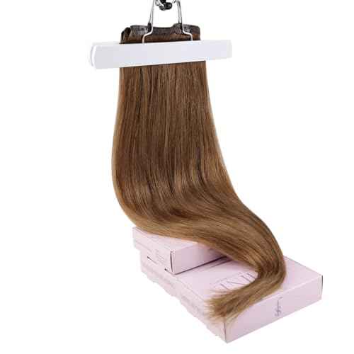 Fshine Clip In Hair Extensions 20 Inch Reddish Brown Real Human Hair, 105 g 7 pcs Long Length Seamless Extensions For Women Full Volume Perfect, For Events Shoots Or Daily Glamour