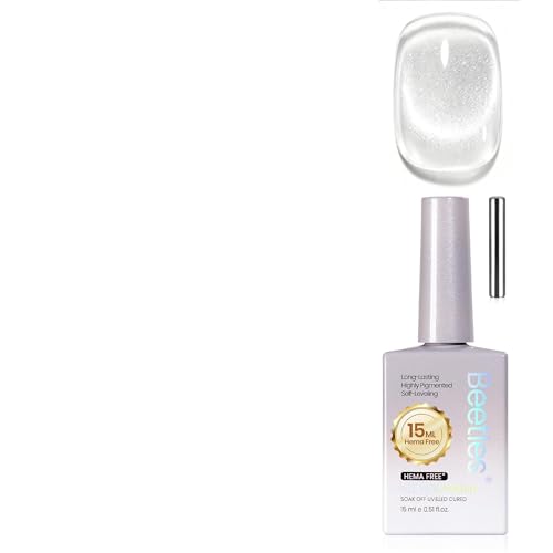 Beetles Lunar Silk Silver Cat Eye Gel Nail Polish 15ML Glitter Effect - Velvet Silver Variation
