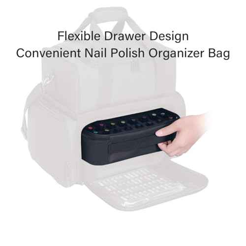 Small Clear Nail Polish Organizer Holds 40 bottles(15ml-0.5fl.oz) Nail Polish Case Multifunctional Nail Polish Bag organizer, Cosmetic Travel Makeup Bags for Women Black