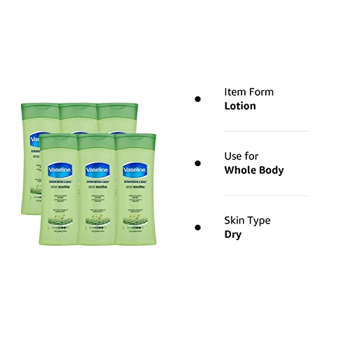 Vaseline Intensive Care Body Lotion, Aloe Soothe, Pack of 6, (13.53 Oz / 400ml Each)