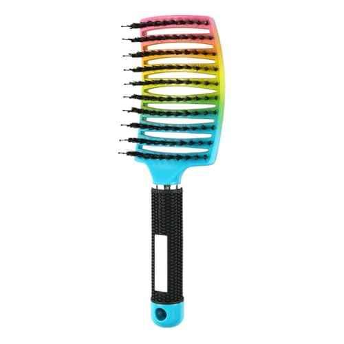 Voremy Magical Brush Detangler, Ultra Detangling Brush, For Wet Or Dry Detangling HairBrush For Men, Women And Kids, Fast Drying Styling Massage curved Hairbrush (Rainbow-A)
