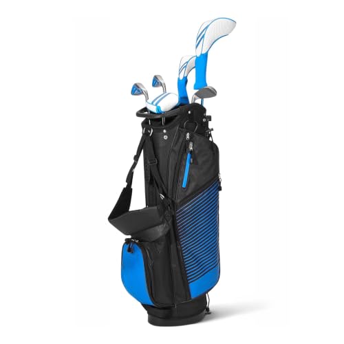 Amazon Basics Golf Club Set with Stand Bag - Right Hand, Blue/Black, Oversized Clubs