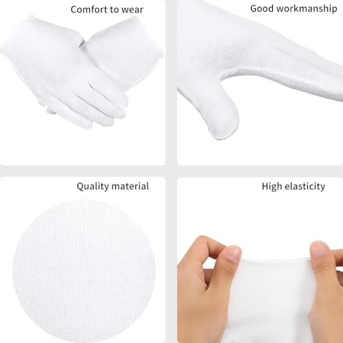Frienda 300 Pcs White Cotton Gloves Bulk – Soft Breathable Reusable Large