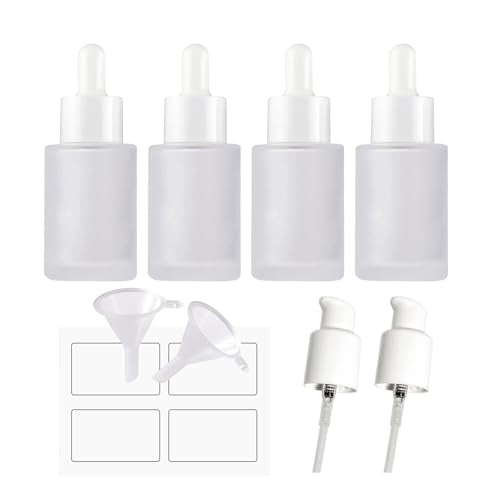 4 Pack 30ml Glass Dropper Bottles with Funnels & Pumps