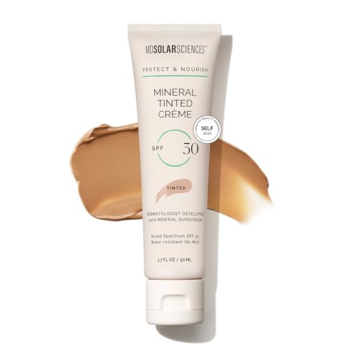 MDSolarSciences Mineral Tinted Cr?me Sunscreen SPF 30 | Water-Resistant, Broad Spectrum UV Protection | Blendable Micronized Zinc Oxide Cream | Natural Matte Finish for All Skin Types (1.7 Fl Oz)