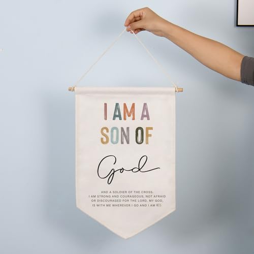 I Am A Son Of The King, Linen Flag For Nursery, Wall Art Linen Banner, Wall Hanging, Kids Room Deco, Boys Room Decor, Nursery Wall Decor, to Son, Boys Bedroom Banner, Nursery Wall Hanging