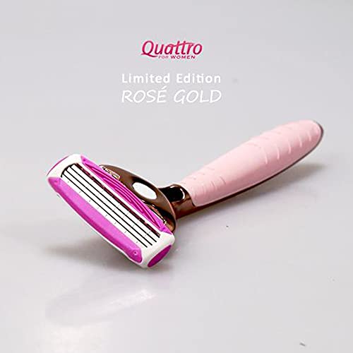 Wilkinson Sword - Quattro for Women | Premium Metal Rose Gold | Razor Handle + 5 Blade Refills