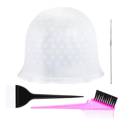 Silicone Hair Highlighting Cap Kit with Hook Needle & Dual Combs
