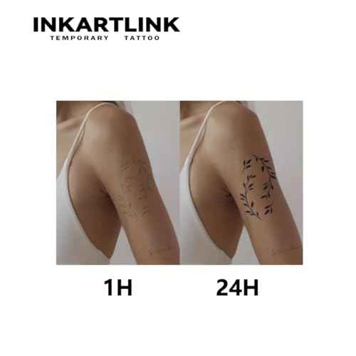 INKARTLINK Semi Permanent Tattoo, 6pcs of Arm Flower Tattoo Stickers for Women, Exquisite and Realistic, Waterproof, Non-reflective (Flower Tattoo Combination)