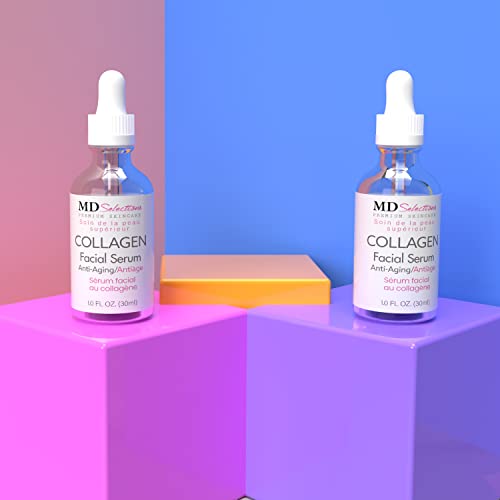 Collagen Serum with Facial Moisturizer - Peptide Collagen Serum for Face, Lifting, Plumping, & Firming Collagen Facial Serum Improves Elasticity, Reducing Acne (1+1 Fl Oz, 2-Pack)