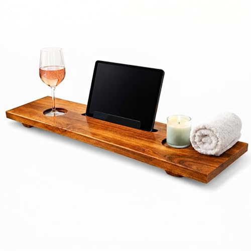 Teak Bathtub Tray 40" - Solid Wood Bath Caddy with Tablet Holder