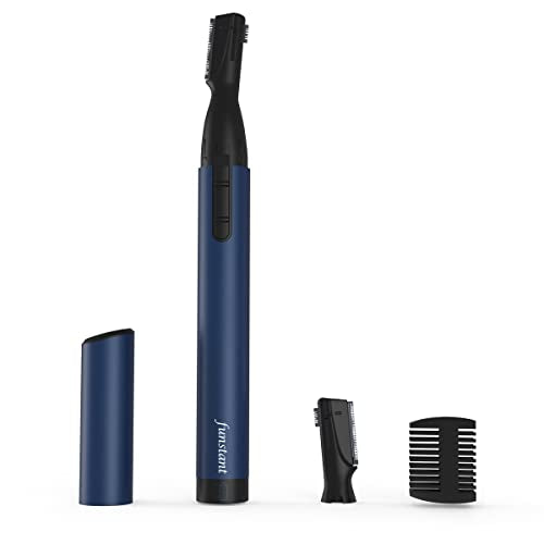 Upgraded Eyebrow Trimmer for Men, Precision Detailer Battery-Operated Eyebrow Razor and Shaper, Electric Facial Hair Trimmer with Comb, Dual-Blade Grooming Tool, No Pulling Sensation