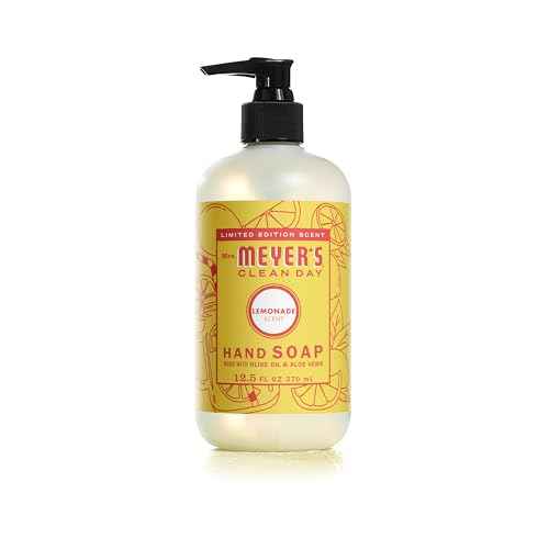 Mrs. MEYER'S CLEAN DAY Liquid Hand Soap, Cruelty Free, Hand Wash Formula Made with Essential Oils, Limited Edition Lemonade Scent, 12.5 oz Bottle