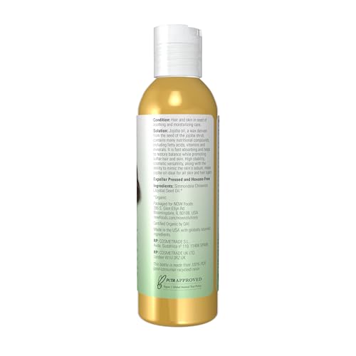 NOW Solutions Organic Jojoba Oil 4oz - Pure Skincare & Hair